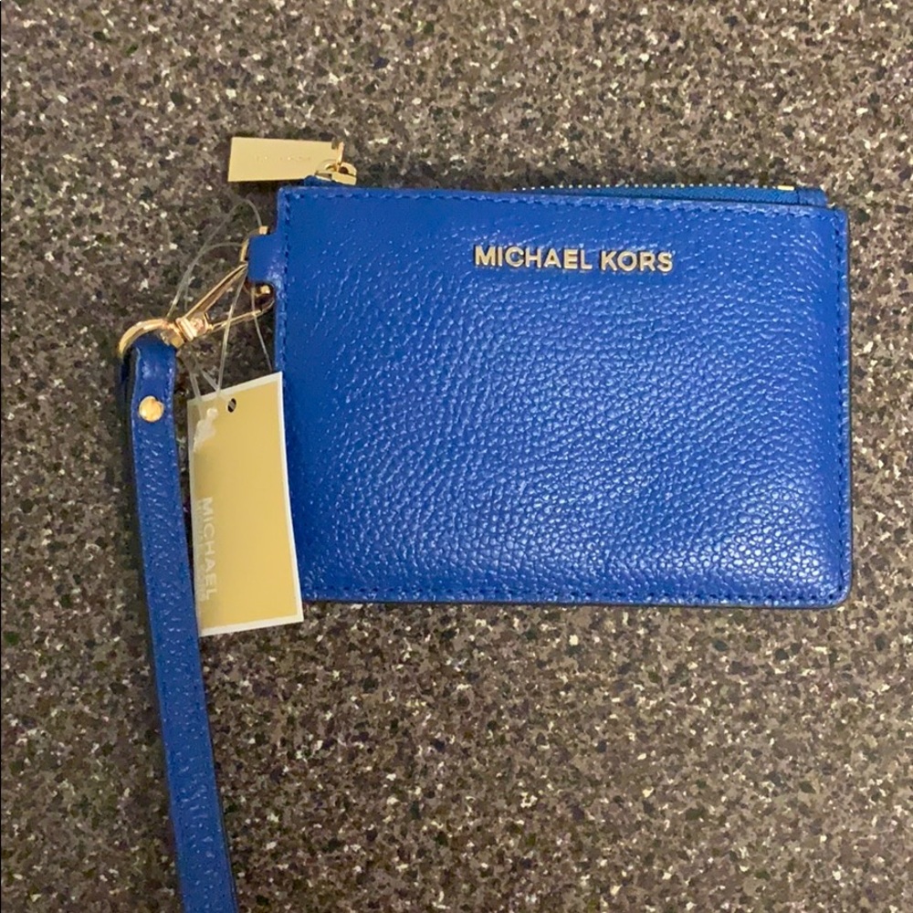 NWT Blue Michael Kors Credit Card Zipper Wallet